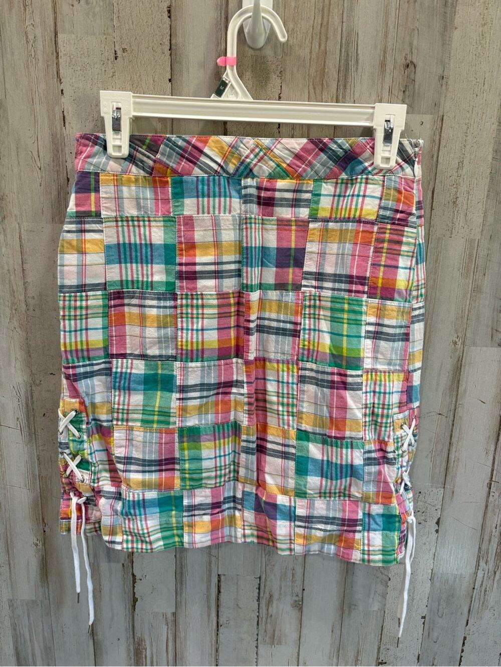 Talbots Madras Plaid Patchwork Skirt with Side Drawstring Preppy Y2K 2 Petite